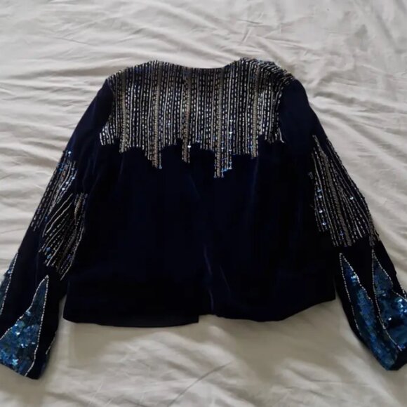 Anthropologie Vilagallo Emilia Embellished Beaded Velvet Jacket Blazer US 8 - Picture 8 of 10